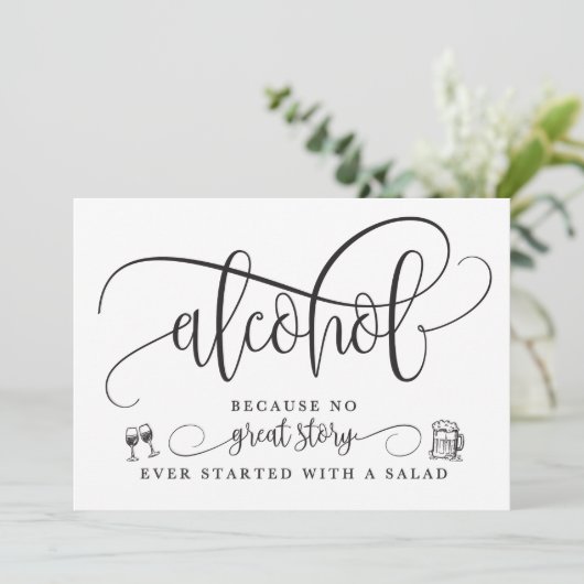 Trouw Alcohol Bar Bord Kaart (Staand voorkant)