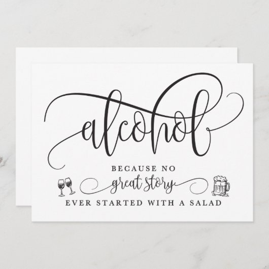 Trouw Alcohol Bar Bord Kaart (Voorkant / Achterkant)