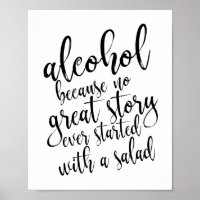 Trouw Alcohol Bord Zwart en Wit 8x10