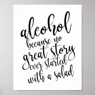 Trouw Alcohol Bord Zwart en Wit 8x10 Poster