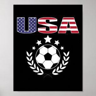 Trouw Amerika Voetbal Fans Shirt - Usa Vlag Voetba Poster