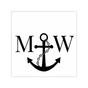 Trouw Ankertje Koppel Huwelijk 2 Initiele Monogram Zelfinktende Stempel