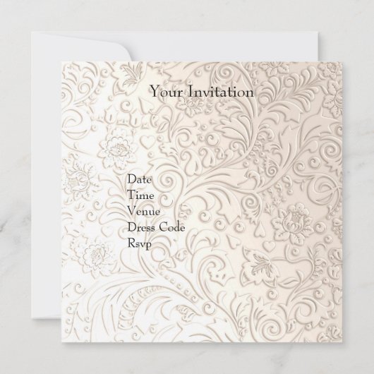 Trouw Antieke Bloemrozen Beige Crème Uitnodiging (Achterkant)