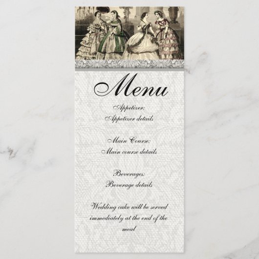 Trouw Antieke Bruid Vintage Menu (Voorkant)