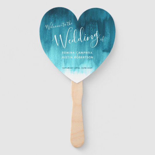 Trouw aqua moderne getinte kunstprogramma ventilat handwaaier (Voorkant)