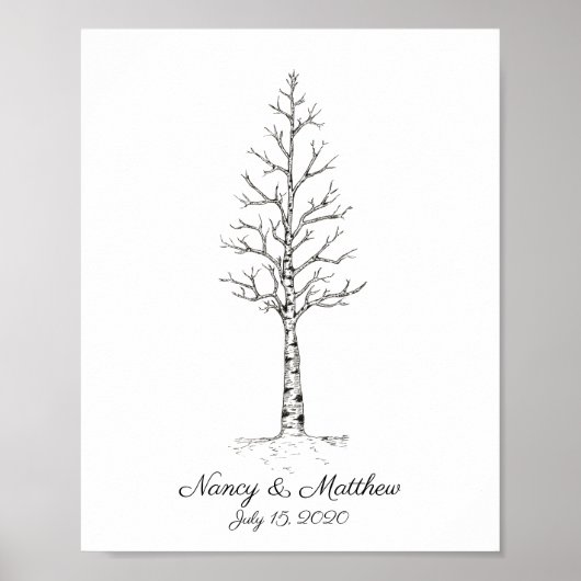 Trouw Aspen Vingerafdruk Boom Poster (Voorkant)