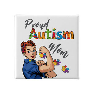 Trouw autisme moeder knop Speld Badge Vierkante Button 5,1 Cm