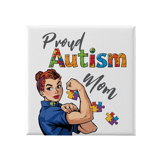 Trouw autisme moeder knop Speld Badge Vierkante Button 5,1 Cm