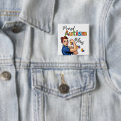 Trouw autisme moeder knop Speld Badge Vierkante Button 5,1 Cm (In situ)