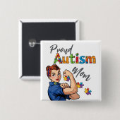 Trouw autisme moeder knop Speld Badge Vierkante Button 5,1 Cm (Voorkant /achterkant)