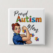 Trouw autisme moeder knop Speld Badge Vierkante Button 5,1 Cm (Voorkant)