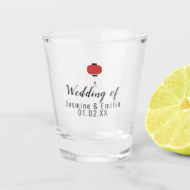 Trouw Aziatische Lantaarn Logo Paren Naam Shot Glas