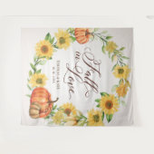 Trouw banner Fall in Love Sunflowers & Pumpkins Wandkleed (Voorkant (horizontaal))