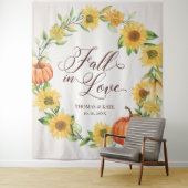 Trouw banner Fall in Love Sunflowers & Pumpkins Wandkleed (In situ)