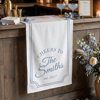 Trouw Bar Bord Stof Blauw Naam Banner