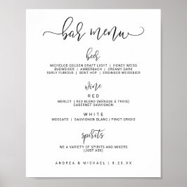 Trouw Bar Menu Bord - Bounce Calligrafie (Zwart) Poster