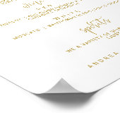 Trouw Bar Menu Bord - Bounce Script (Plat Goud) Poster (Hoek)