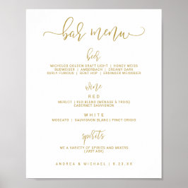 Trouw Bar Menu Bord - Bounce Script (Plat Goud) Poster