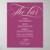 Trouw Bar Menu Bord Chic Roze Cassis Poster (Voorkant)