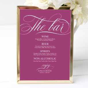 Trouw Bar Menu Bord Chic Roze Cassis Poster
