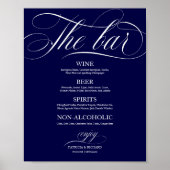 Trouw Bar Menu Bord Chic Zwart en Wit Poster (Voorkant)
