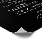 Trouw Bar Menu Bord Chic Zwart En Wit Poster (Hoek)