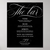 Trouw Bar Menu Bord Chic Zwart En Wit Poster (Voorkant)
