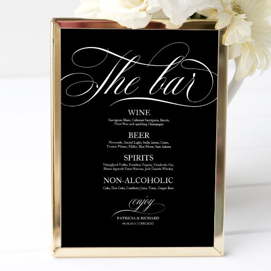 Trouw Bar Menu Bord Chic Zwart En Wit Poster