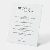 Trouw Bar Menu Bord 'Dronken van liefde' Reclamebord Met Voetstuk (Voorkant)