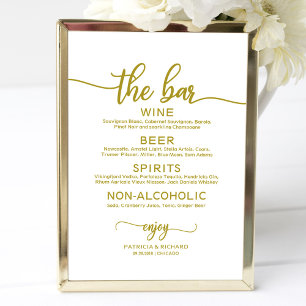 Trouw Bar Menu Bord Rustic Chic Calligrafie Goud Poster