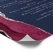 Trouw Bar Menu Bordeaux Zilver Agaat Navy Blauw P Poster (Hoek)