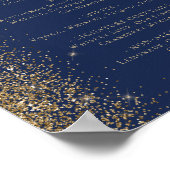 Trouw Bar Menu Navy Blauwe Gouden Glitters Poster (Hoek)