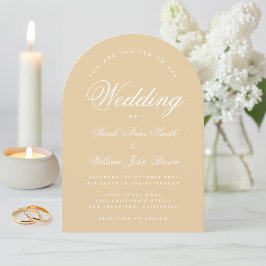 Trouw Beige Boog Modern Eenvoudige Calligrafie Kaart