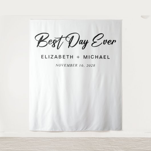 Trouw Beste Dag Ooit Fotohokje Wandkleed (Voorkant)