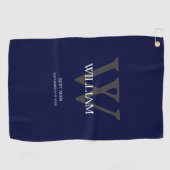 Trouw beste man cadeau Elegant monogram Navyblauw Golfhanddoek (Horizontaal)