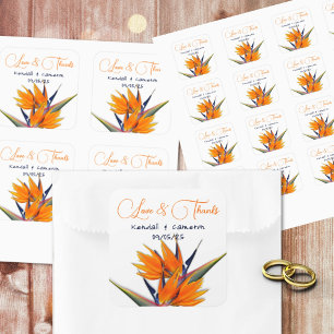 Trouw Bird of Paradise Bloemen Bedankt Vierkante Sticker