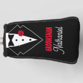 Trouw Black Tie Smoking, Rode Roos, Aanpasbaar Golfheadcover (Voorkant)