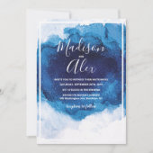 Trouw Blauwe Aquarel Uitnodiging (Voorkant)