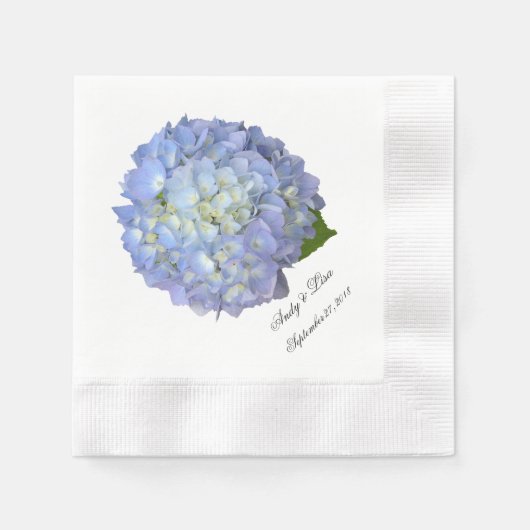 Trouw Blauwe Hydrangea Maatwerk Servetten (Voorkant)