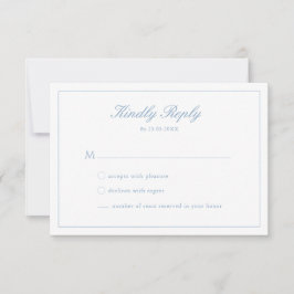 Trouw Blauwe Script Crest Monogram RSVP Kaart