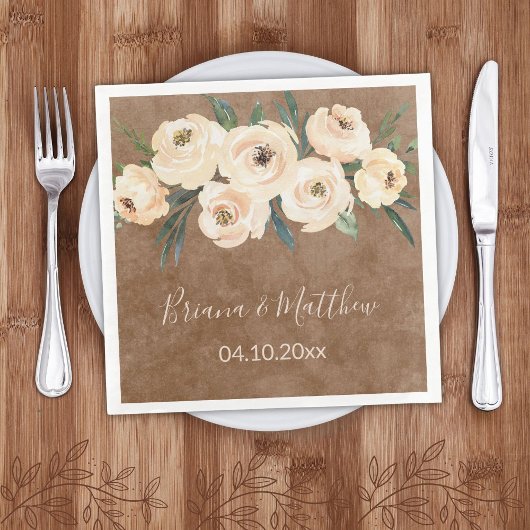 Trouw Bloem Beige Bruin Servet