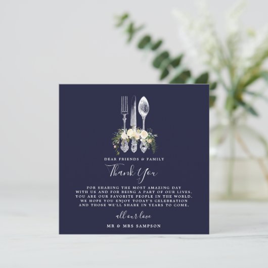 trouw bloem bruiloft dankjewel receptiekaart kaart (Staand voorkant)