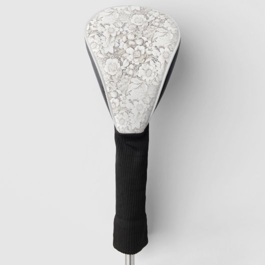 Trouw bloem wit kant vintage look golfheadcover (Voorkant)