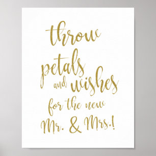 Trouw bloemblad worp 8x10 Gouden Glitter Bord Poster