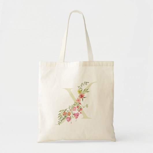 trouw bloemen lente X monogram Bruidsdouche Tote Bag (Voorkant)