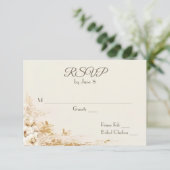 Trouw bloemenboeket op ivoor RSVP (Staand voorkant)