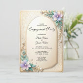 Trouw Bloemensieraden Frame met Parels Kaart (Staand voorkant)
