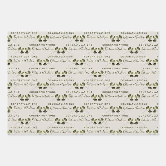 Trouw bloemige inpakpapier platte vel set van 3 (Voorkant 3)