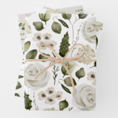 Trouw bloemige inpakpapier platte vel set van 3 (In situ)