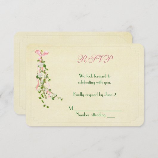 Trouw Bloemige Tak RSVP Kaart (Voorkant / Achterkant)